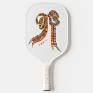 Plaid Bow Nostalgic Personalized Pickleball Paddle