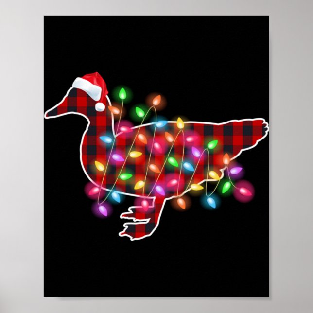 Plaid Buffalo Duck Christmas Pajamas Xmas Lights F Poster (Vorne)