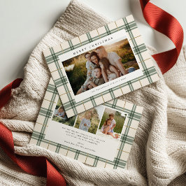 Plaid Christmas Card with Photo Feiertagskarte