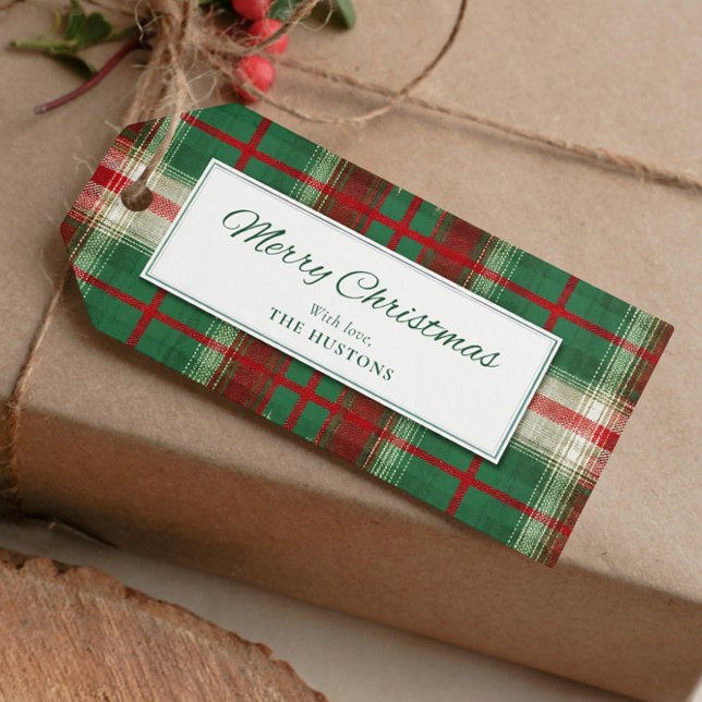 Plaid Christmas Holiday Gift Tag Geschenkanhänger (Von Creator hochgeladen)