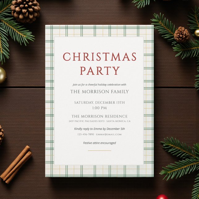 Plaid Christmas Party Invitation Einladung (Von Creator hochgeladen)