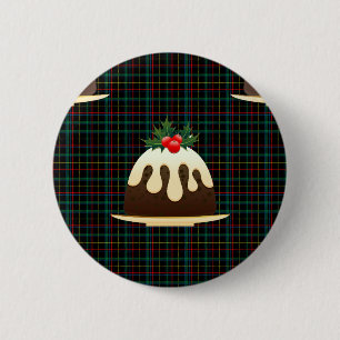 plaid christmas puddings button