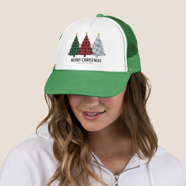 Plaid Christmas Trees Holiday Charm Trucker Hat Truckerkappe (Beispiel)