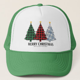 Plaid Christmas Trees Holiday Charm Trucker Hat Truckerkappe