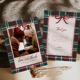 Plaid Christmas Wedding Thank You Card Dankeskarte
