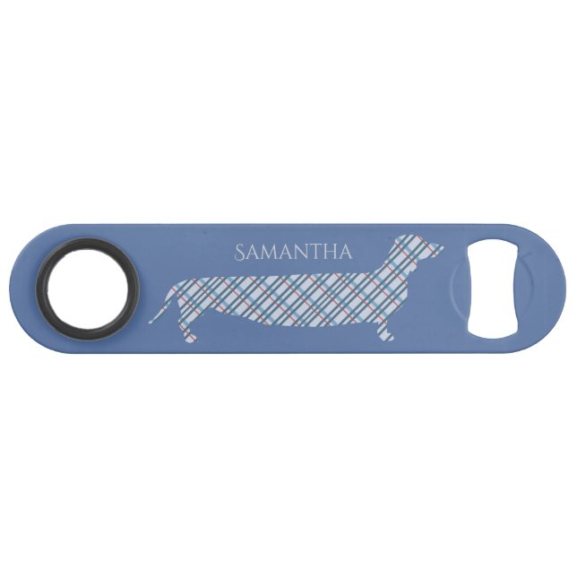 Plaid Dachshund sur Blue Personnalisé (Devant (Horizontal))