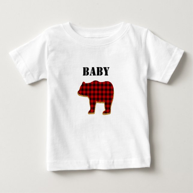 Plaid de Buffalo du T-shirt de l'enfant d'ours de (Devant)