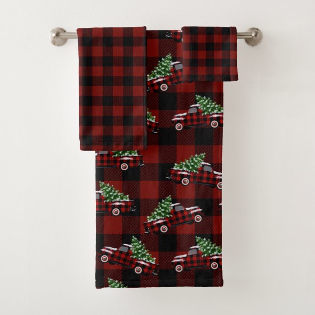 Plaid de buffle noir et rouge | Camion Arbre de No (En situation)