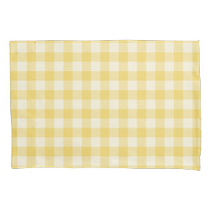 Plaid de guingan et taie d'oreiller jaunes de