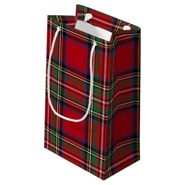 Plaid Elegant Rustic Clan Stewart Tartan Kleine Geschenktüte (Rückseite Schrägansicht)