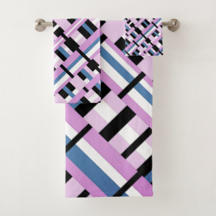 Plaid en bleu ardoise, orchidée, noir & blanc