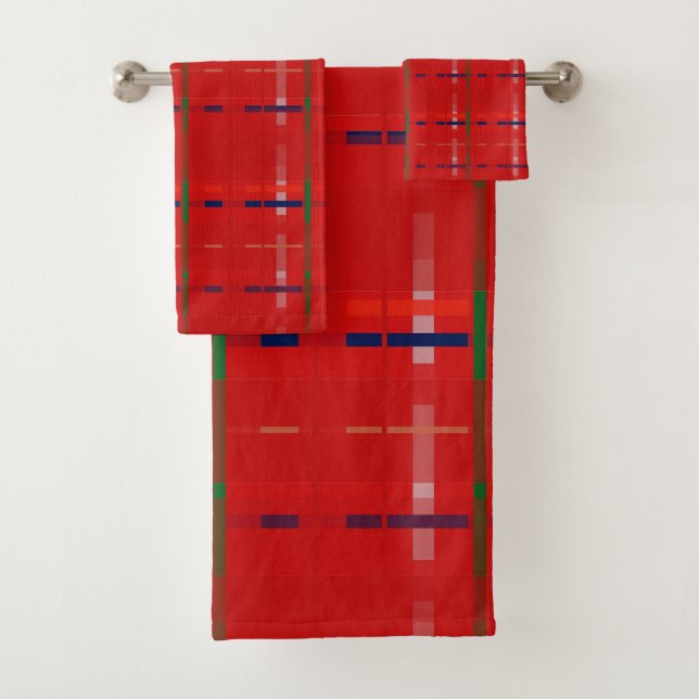 plaid en rouge, or, vert, argent & bleu (En situation)