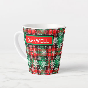 Plaid Et Snowflakes Noël Motif 1 Latte Mug