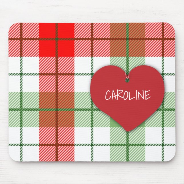 Plaid et tapis de souris rouges et verts de coeur (Devant)