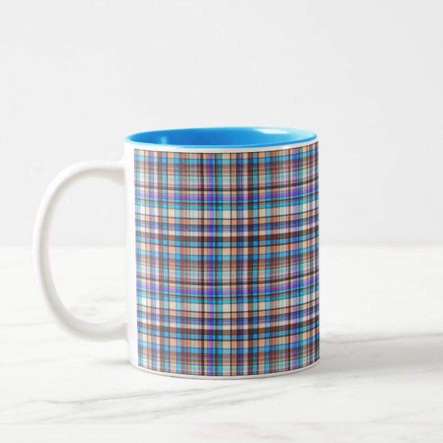 Plaid Fabric Checkered Print Pattern-57688 Zweifarbige Tasse (Links)