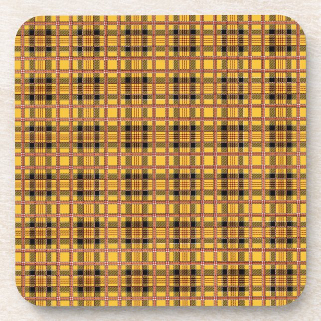 Plaid Fabric Texture Brown Stripes Getränkeuntersetzer (Vorderseite)