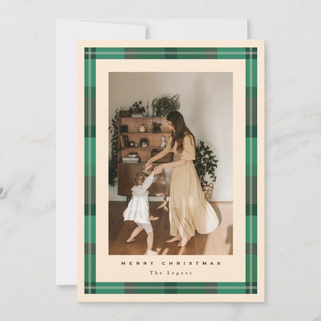 Plaid Frame Holiday Card Feiertagskarte (Vorderseite)