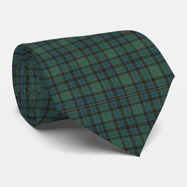 Plaid Green Blue Tartan Traditional Style Neck Tie Krawatte (Gerollt)