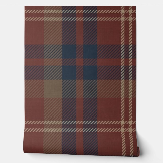Plaid in Ruby Red and Navy Blue Tapete (Abrollen)