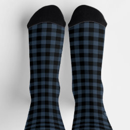 Plaid Navy & White Initial Monogram Socks Socken