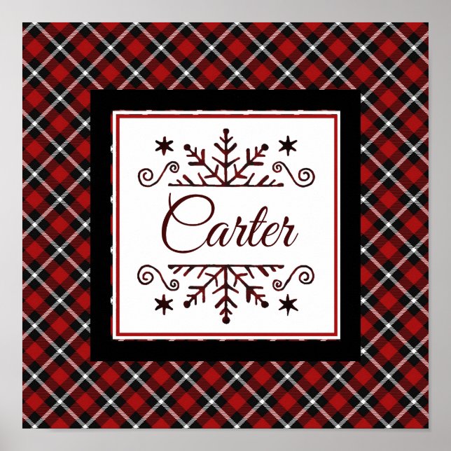 Plaid Personalized snowflake   Poster (Vorne)