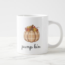 Plaid Pumpkin Autumn Leaves Art Jumbo-Tasse