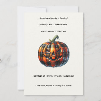 Plaid Pumpkin Halloween Party Invitation Einladung