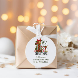  Plaid Rustic  First Christmas Runder Aufkleber