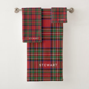 Plaid Rustic Rot und Grün Stewart Tartan Badhandtuch Set