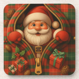 Plaid Santa Claus Christmas Design Getränkeuntersetzer