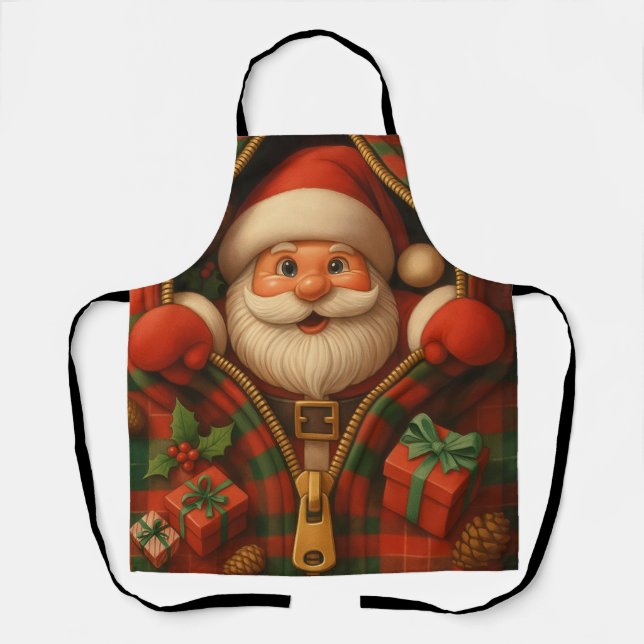 Plaid Santa Claus Christmas Design  Schürze (Vorderseite)