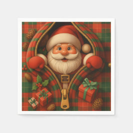 Plaid Santa Claus Christmas Design Serviette