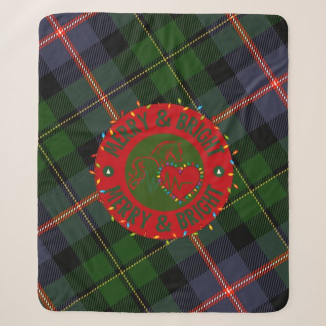 Plaid Sherpa Blanket Merry & Bright Sherpadecke (Vorderseite)