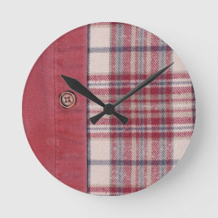 Plaid Shirt / Flannel Shirt pattern Runde Wanduhr