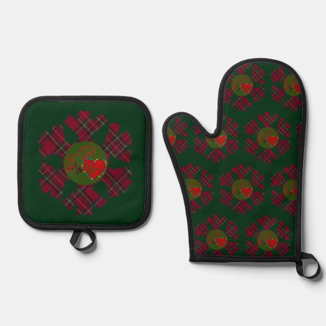 Plaid Snowflake  Ofenhandschuh & Topflappen-Set (Vorderseite)