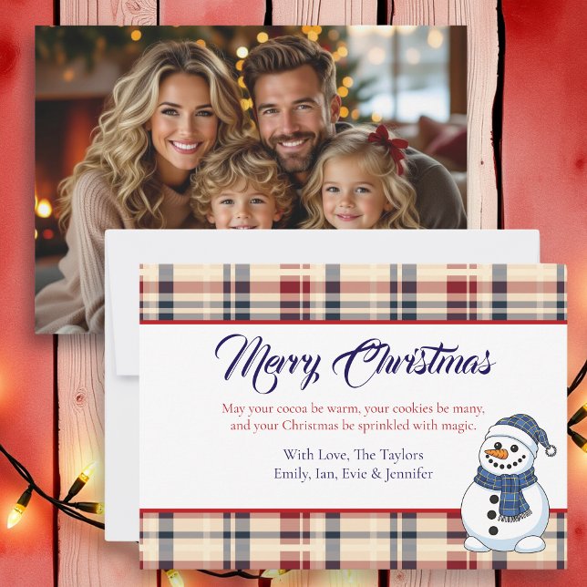 Plaid Snowman Photo Template Christmas Feiertagskarte (Von Creator hochgeladen)