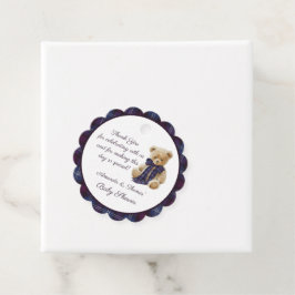 Plaid Tartan Burgundy Blue Baby Shower Thank You Geschenkanhänger