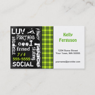 Plaid vert de Kelly, carte de visite grunge de