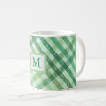 plaid vert, monogramme, ferme, tasse rustique