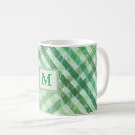 plaid vert, monogramme, ferme, tasse rustique