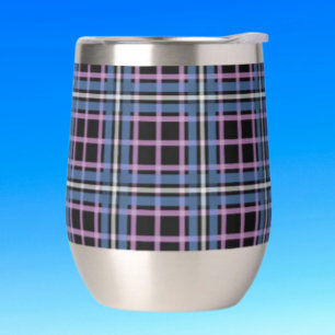 Plaid-Weinglas ohne Stiel – Blau und Lavendel