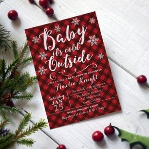 Plaid Winter Snowflake Baby Shower Invitations
