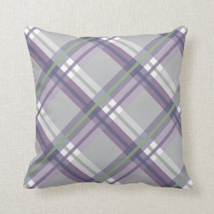 Plaids, Karos, Tartans-grauer grüner Lavendel Kissen