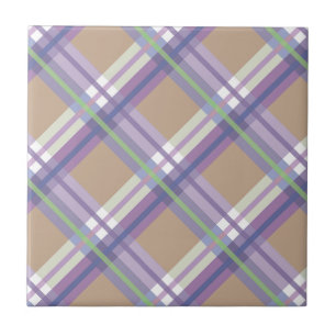 Plaids, Karos, Tartans-Sand-Lavendel und Minze Fliese