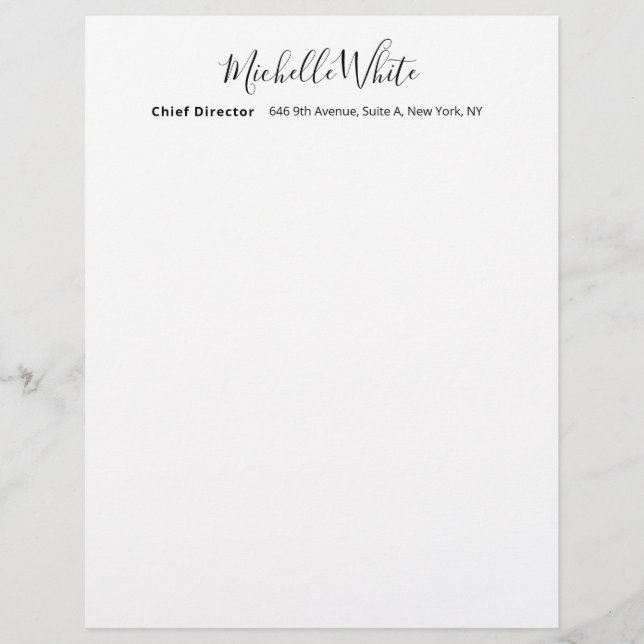  Plain Elegant White Professional Modern Briefbogen (Vorderseite)