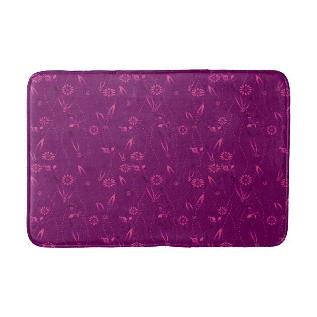 Plain floral pattern retro burgundy badematte (Vorderseite)