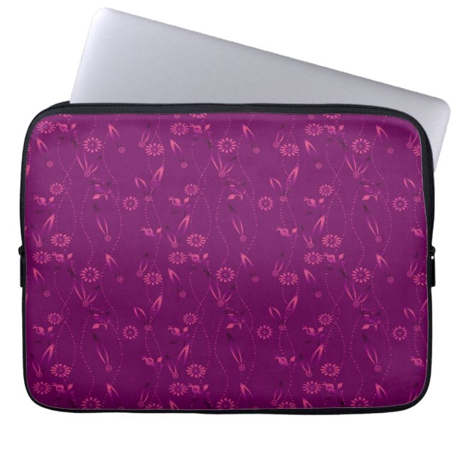 Plain floral pattern retro burgundy laptopschutzhülle (Vorderseite)