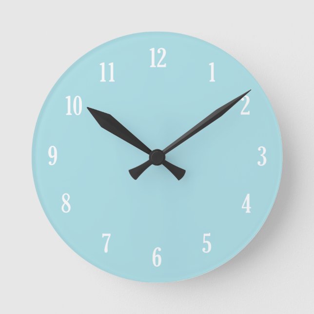 Plain light blue clock runde wanduhr (Vorderseite)