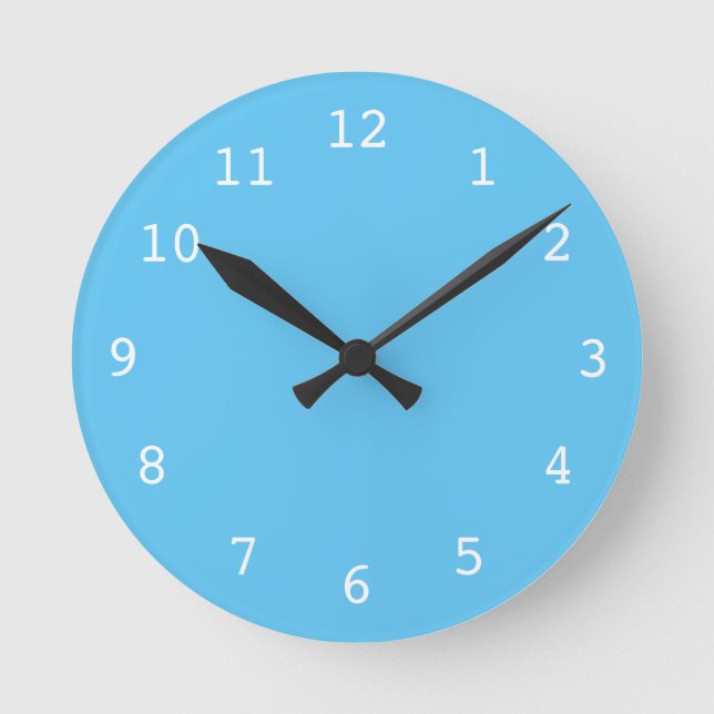 Plain light blue clock runde wanduhr (Vorderseite)