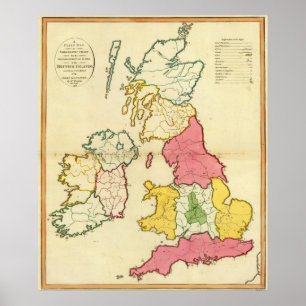 Plain map British Islands Poster